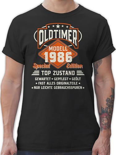T-Shirt Herren - 40. Geburtstag - Oldtimer Modell 1986 - L - Schwarz - Geschenke für 40 jährige männer Tshirt 40er 1984 Shirts Mann 1983 Shirt 40.Geburtstag 40th t-Shirts zum lustig 40-er