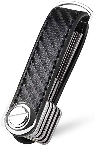 flintronic Organizador de Llaves | Llavero de Fibra de Carbono | Titular de la Llave de Bolsillo Inteligente con un Elegante Estuche para Regalo (Sostiene Entre 7 y 9 Teclas Múltiples) - Negro