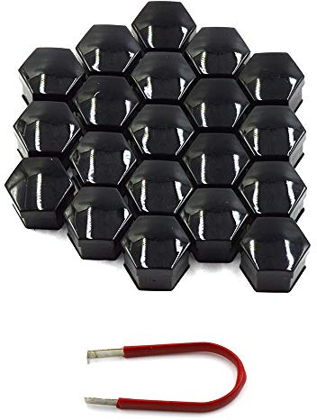 LU HWN 4X4 20 Pcs Universal 19mm Wheel Lug Nut Bolt Cove Caps and Removal Tools - Black