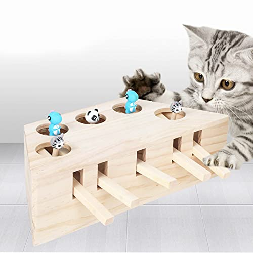Haokaini Katzenspielzeug Maus Schlag Maulwurf Interaktives Spielzeug Puzzle Box mit Cartoon Maus Katze Schlag Spiel für Katze Spielen Kratzbiss