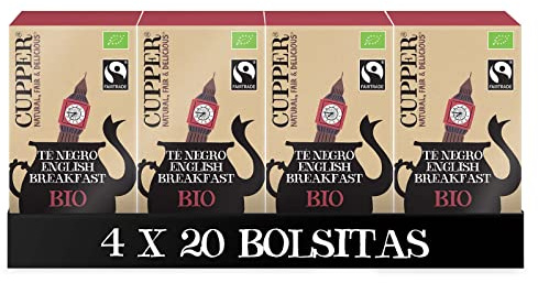 Cupper - Pack Caja de 4 X (20 Bolsitas) de Té Negro Ecológico
