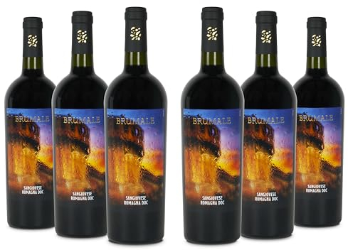 Brumale Rotwein Sangiovese di Romagna DOC, Abgerundeter und Frischer Wein mit Fruchtigen Noten, 12,5 % Vol., Karton mit 6 Flaschen mit jeweils 750 ml