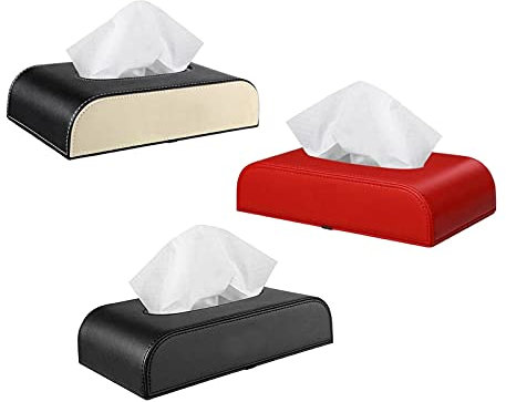 PU Tenedor de Cuero del Tejido, Soporte de servilleta Rectangular Funda de Papel de Bombeo para la Oficina de Oficina para el hogar Decoración automotriz (Color Name : Black)