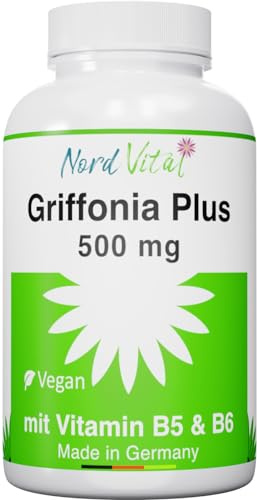 Griffonia Plus für Nerven und Psyche - 500 mg Griffoniasamen mit natürlichem 5-HTP - Vitamine B5 und B6 - deutsche Produktion - Vegan