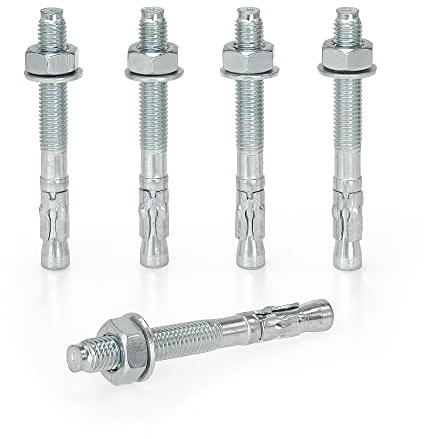 KM TRADE Bolzenanker - Schwerlastanker aus verzinktem Stahl mit ETA Zulassung, Option 7 - M10 x 75 mm, fixierbare Dicke: 10 mm - 100 Stück