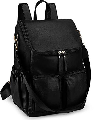 UTO Sac à dos Femmes Ordinateur Portable Oxford imperméable tissu en nylon Sac à dos pour l'école universitaire sac à dos sac de voyage, Noir, L, Pratique