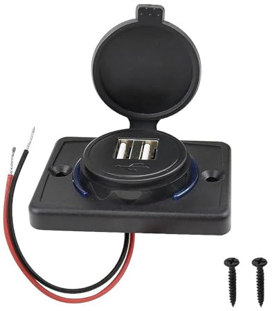 JaneYi Caricabatteria da Auto USB a Doppia Porta, Prese Camper 12V Carica Cellulare 3.1A Incasso Adattatore con Copertura Antipolvere per Veicolo Barca Camion