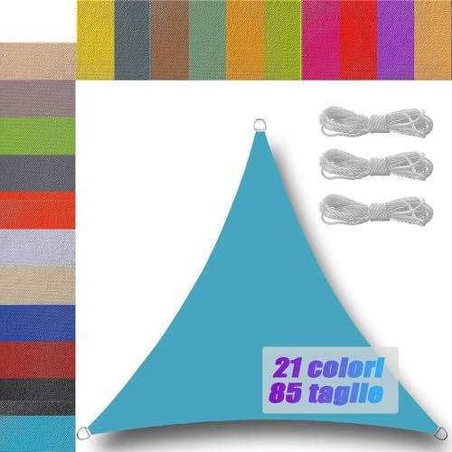 vela ombreggiante Impermeabile Triangolare 5x5x5m Varie Dimensioni Protezione Antivento 98% Anti UV vele parasole per esterni esterno giardino bordo balconi patio LagoBlu