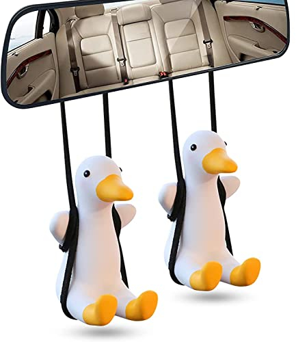 YKKJ Süße Swinging Duck Car Hanging Ornament,Schwingende Ente Auto Anhänger 2 Stück Schaukel Ente Rückspiegel Auto Dekoration Ornament Zubehör für Freund Ehemann Geschenk