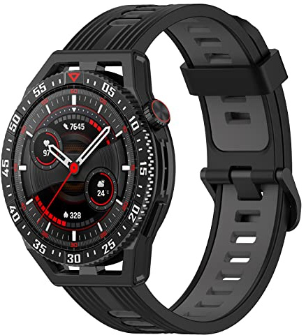 AWADUO Kompatibel mit Huawei Watch GT3 SE Ersatzband, 22mm Ersatz Silikon Armband Armband, weich und langlebig (schwarz)