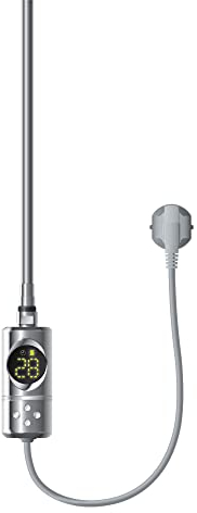 ML-Design Elemento Calefactor Eléctrico 900W de Acero Inoxiable Cromado para Radiadores, con Termostato y Pantalla Digital, Regulador Electrónico y Temporizador, Calentador de Inmersión con Enchufe