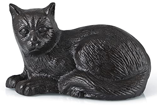 MOLIGOU Katzenstatue aus Gusseisen, Katzenfigur Heimdekoration, Katzenskulptur Dekor für Regal, Garten
