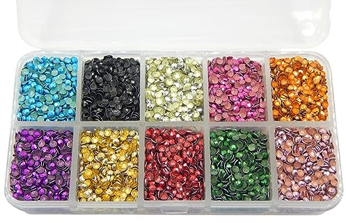 Perlin Hotfix - Lot de 20 000 rivets métalliques - 10 couleurs - Avec boîte de rangement - Rhinestuds Octagon - Thermocollants - À repasser - 2 mm
