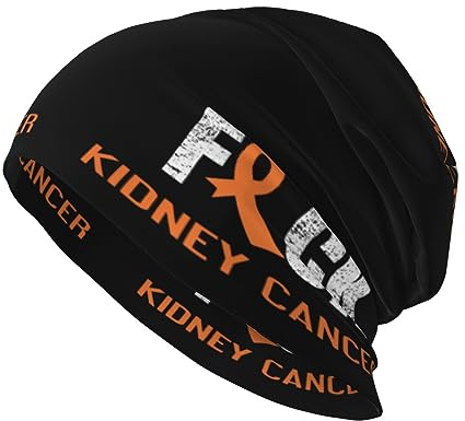 Fuck Kidney Cancer Orange Ribbon Comfort Elegance Knitted Hat Black Daily for Men Women