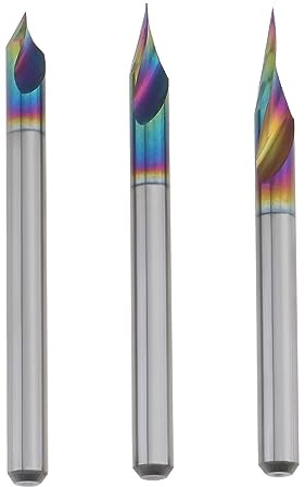 3 punte per fresa CNC con codolo da 1/8 con scanalatura a V, 20/30/60 gradi, 0,1 mm, 2 scanalature, per incisione 2D e scultura 3D