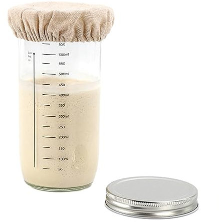 Valink Antipasto per pane a lievitazione naturale sigillata con coperchio, barattolo di vetro per pasta madre con lievito naturale, set iniziale da 730 ml di pasta madre premium per cuocere A