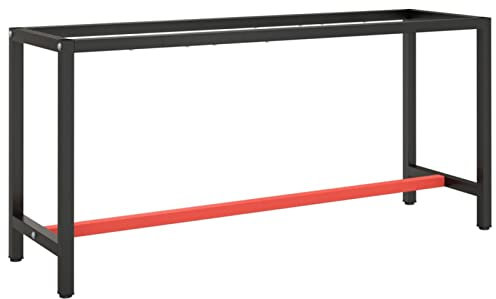 Homgoday Werkbankgestell Metallgestell Werkbank Gestell Werkstatttisch Arbeitstisch Werktisch Packtisch Tischgestell Werkbankgestell Metall Mattschwarz und Mattrot 170x50x79 cm