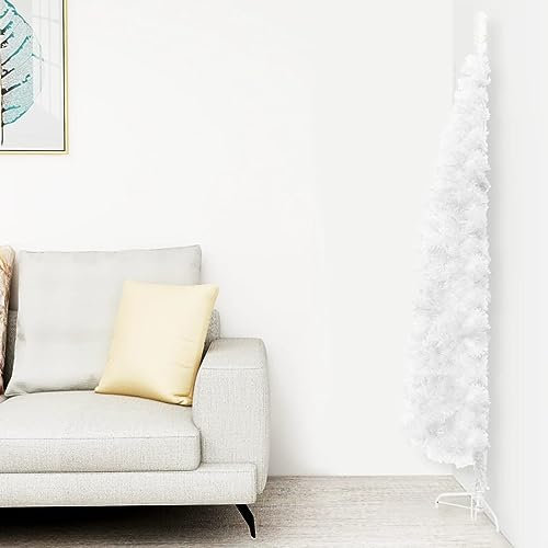 Tidyard Künstlicher Halb-Weihnachtsbaum mit Ständer Schlank Christbaum Tannenbaum Dekobaum Kunstbaum Weihnachten Dekoration Weihnachtsdeko Weihnachtsatmosphäre Weihnachtsdekorationen Weiß 120 cm