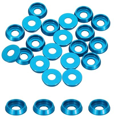 QUARKZMAN Lot de 20 Rondelles Coniques M3 Diamètre du Trou 3 mm Bleu Ciel | Avec Tête en Forme de Coupe, Rondelles en Aluminium pour Vis RC/FPV/PC/Drone/Pièces de Modèles