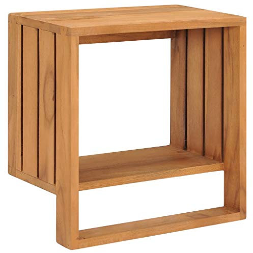 Camerina Handtuchregal zur Wandmontage 35×20×35 cm Teak Massivholz Handtuchhalter Dekoleiter Handtuchleiter Wäscheständer