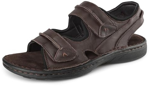 riemot Sandali in pelle, da uomo, estivi, da trekking, da uomo, per attività all'aria aperta, per sport all'aria aperta, con chiusura in velcro, sandali in pelle EU42-47, marrone, 42 EU