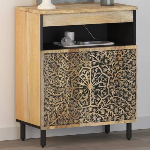 CIADAZ Beistellschrank 60x33x75 cm Massivholz Mango, Schrank Klein, Flurschrank, Kommode, Vorratsschrank, Flurschrank, Badezimmerschrank, Kleinmöbel - 358237