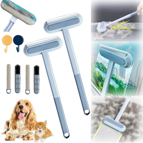Liocwocne Multifunctional Pet Hair Remover, Ultimate Pet Hair Remover Tool, Pet Hair Cleaning Brush with Squeegee, Reusable Pet Hair Remover for Couch, Carpet and Car (2pcs)