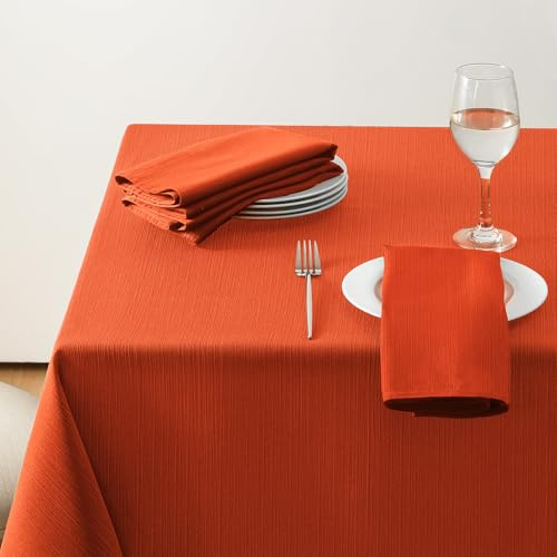 Softalker Otoño Mantel de Mesa 100x140 Antimanchas Naranja,Impermeable,Textura Lino,Rectangular,manteles Decorativo para Exterior,jardín,Fiesta,cumpleaños,Año Nuevo,Navidad,Invierno,Halloween