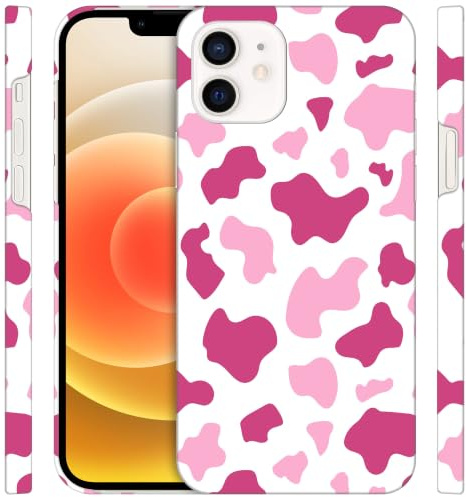 GlamCase Custodia per iPhone 12 Mini, iPhone 12 Mini - Pelle di mucca rosa chiaro stampa design stampato sottile ed elegante carino plastica rigida a scatto custodia protettiva per iPhone 12 Mini