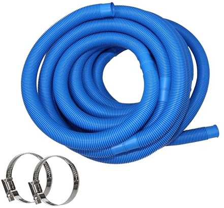 HAF® Hochwertiger Pool Schwimmbadschlauch 38mm Blau 15 Meter für Garten & Schwimmbad | Solarschlauch inkl. 2X Edelstahl Schlauchschellen | Poolschlauch | Pumpenschlauch - Qualität: Made in Germany