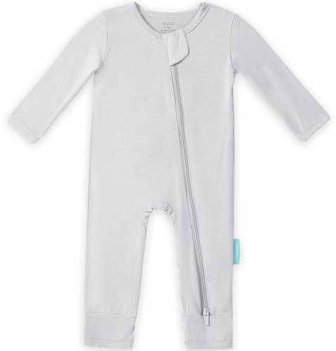 PurComfy Baby Long Sleeve Romper Jumpsuit, Premium Soft Bamboo Rayon One Piece Pajamas Boy Girl 2-Way Zipper Coverall Sleeper 6-12 Month