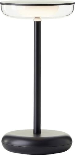Brilliant Lampada da tavolo a LED per interni ed esterni, altezza 22 cm, diametro 11 cm, lampada da tavolo nera con dimmer touch, portatile, ricaricabile tramite USB, batteria ricaricabile, 200 lm e