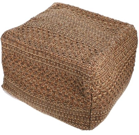 Orientalischer Meditationspouf, Ottomane, handgewebt, Bodenkissen für Yoga, Garten, Esszimmer, quadratisch, Fußhocker, Blau, 42 x 42 x 33 cm