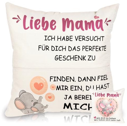 Geschenke für Mama, Mama Geschenk, Muttertagsgeschenk, Kissenbezug für Mama, Doppelseitige Kissenbezug mit 2 Taschen 45*45cm, Geburtstagsgeschenk für Mama, Beste Mama Geschenk,Mutter Geschenk
