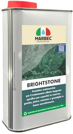 MARBEC BRIGHTSTONE 1LT Protettivo antimacchia per il trattamento effetto bagnato specifico per marmo, granito, pietre, cemento e graniglia a basso assorbimento.