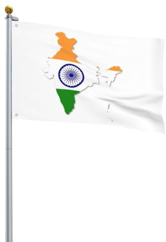 Drapeau de la carte de l'Inde - Drapeau de jardin décoratif sur une face pour l'extérieur - Pour la décoration de la pelouse