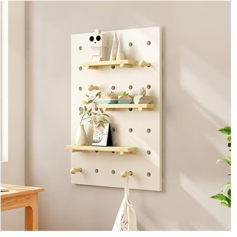 Lot de 3 panneaux perforés muraux en bois pour présentation et rangement d'outils avec crochets assortis 60 x 80 cm chacun