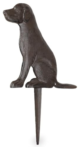 Moritz Gartenstecker Hund aus Gusseisen - wetterfeste Dekofigur in Hundeform für Garten, Beet, Rasen - Tierfigur aus Eisen im Antik-Stil - 30,5 x 21,5 cm - Labrador Design