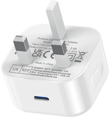 iPad Plug USB C,25W New Apple iPad Charger Plug Fast Charge UK for i Pad Pro 12.9 11 13 inch 4th 5th 6th M4 2024 Generation/Air 10.9 11 13 inch 5th Gen M2 M3/Mini 6 A17 Pro/Pad 10th 2022 A16 11th 2025
