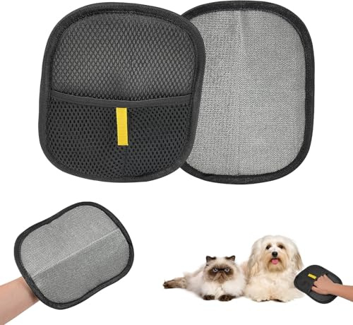 EliphonTowne Pack of 2 Pet Hair Removal Gloves, 24 x 16 cm Static Hair Removal Gloves, Reusable Anti-Static Gloves, Double-Sided Fur Care Gloves, Cat and Dog