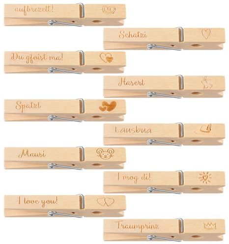 Namalu 10er Set Glubbal Klammern Dirndl Klammer Bierfest Holzklammer Wäscheklammern aus Holz Trachten Accessoires Holzwäscheklammer für Wiesn Volksfest Party Bayern