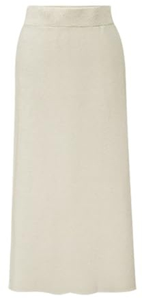 FM2018XSL Womens Wool Blend Skirt Winter Warm High Waist Ribbed Knit Bodycon Long Skirts with Slit (M, Ivory White)
