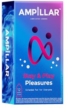 AMPILLAR Condoms Stay & Play Pleasures, Extended Pleasure and Studded Sensations Lubricated Condoms - 12 Count