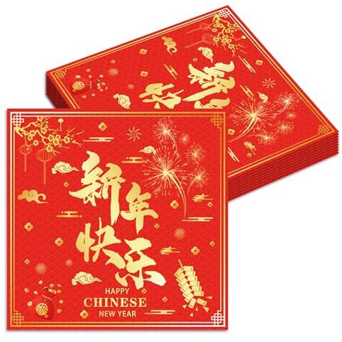 serviettes en papier nouvel an chinois bonne année accessoires décorations