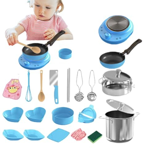 Cocina de Juguete para Niños, Juego De Utensilios De Cocina para Niños, Set de Electrodomésticos Interactivos Seguros para + Habilidades Motoras + Juego Simbólico en Casa o