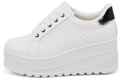 IF900-1 - Zapatillas deportivas para mujer, estilo casual, plataforma alta, color blanco