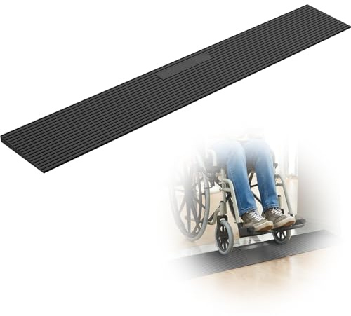 Rampe de seuil en Caoutchouc, Hauteur 1,5 cm, Largeur 90 cm, capacité de Charge 1500 kg, Rampe pour Fauteuil Roulant découpable pour seuils de Porte, salles de Bain, Scooters et Machines de Nettoyage