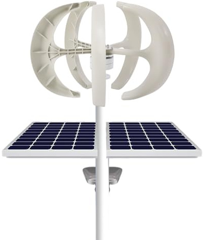 Windturbinen Generator 600W 12V/24V Laternenförmige 5-Blatt Windkraftanlage mit IP67 Wasserdichtem Controller & Flanschplatte Umweltfreundliche Vertikale Windturbine für Heim & Bootsnutzung (12, Volt)