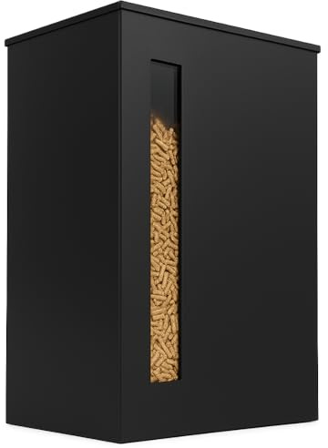 Malomelo depósito de pellets pellets 55 kg ya montado con ruedas para chimenea y estufa I fabricado en Francia I caja de pellets – 66 x 42 x 42 cm negro