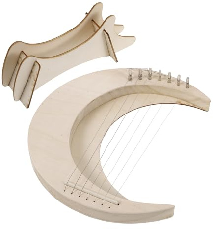GLEAVI 7-saitige Hölzerne Leierharfe Kleines Filigranes Musikinstrument für Anfänger mit Stabilem Klang und Sicherem Griff Harfe zum Musiklernen